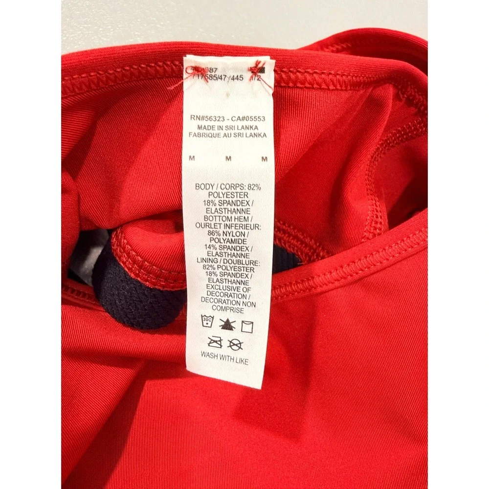 Nike Swoosh Sports Bra Women M Red Black Logo Racerback Compression Gym Running